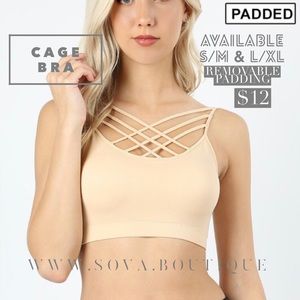 Zenana Women’s Tan Cage Bralette / S/M